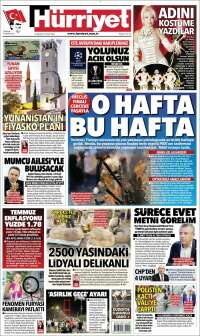 Portada de Hürriyet (Turqu&iacute;a)