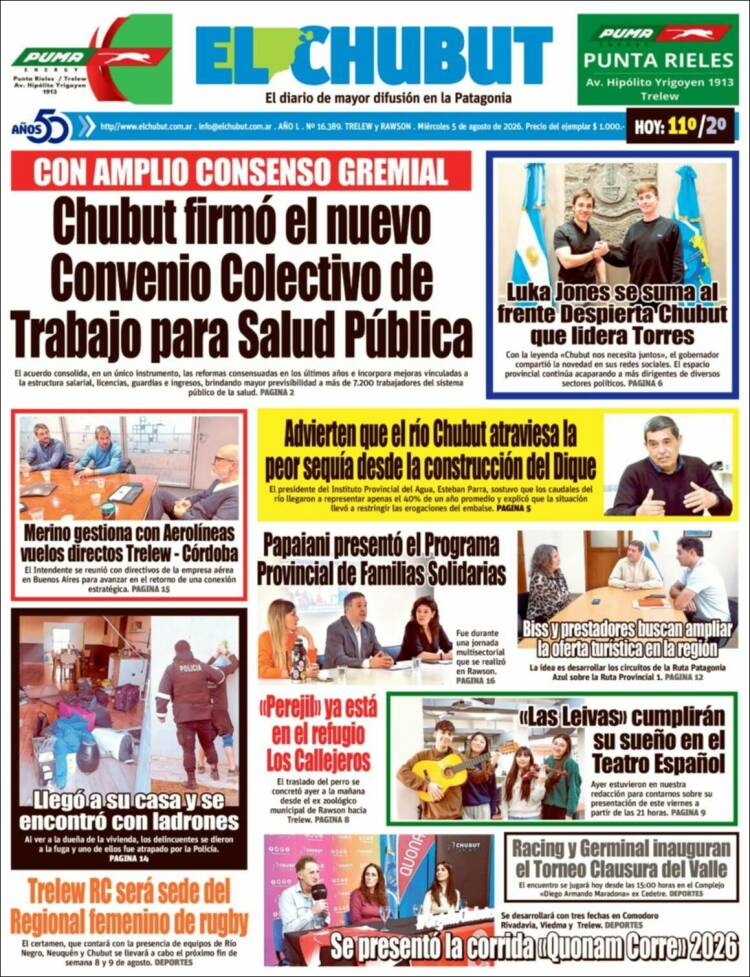 Portada de El Chubut (Argentina)