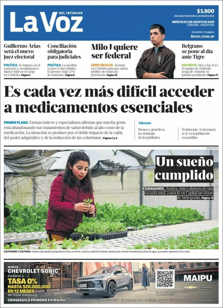 Portada de La Voz del Interior (Argentina)
