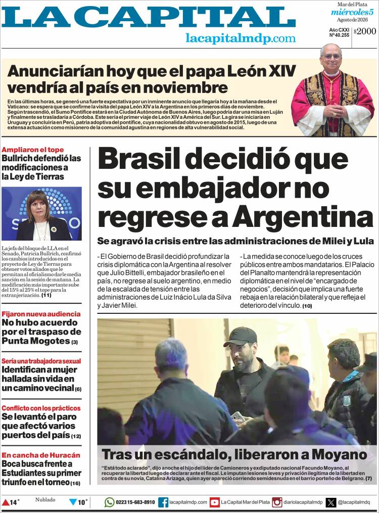 Portada de Diario La Capital - Mar del Plata (Argentina)