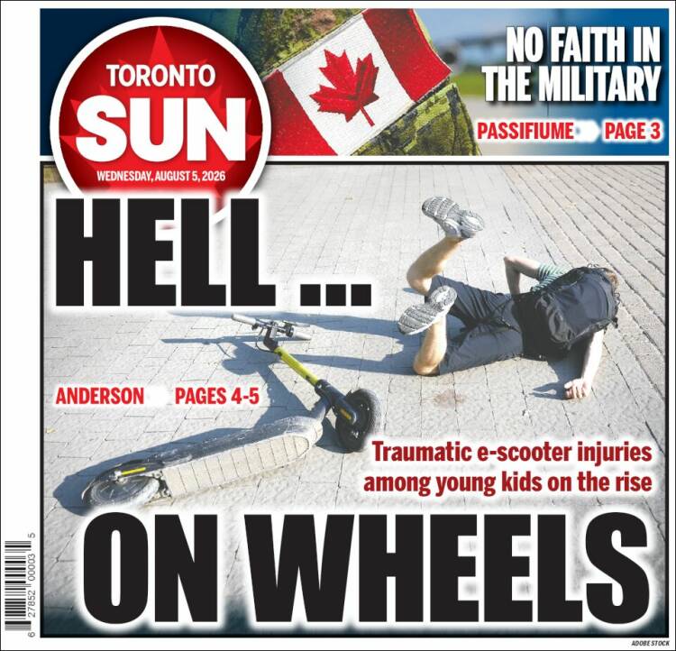 Portada de The Toronto Sun (Canad&aacute;)