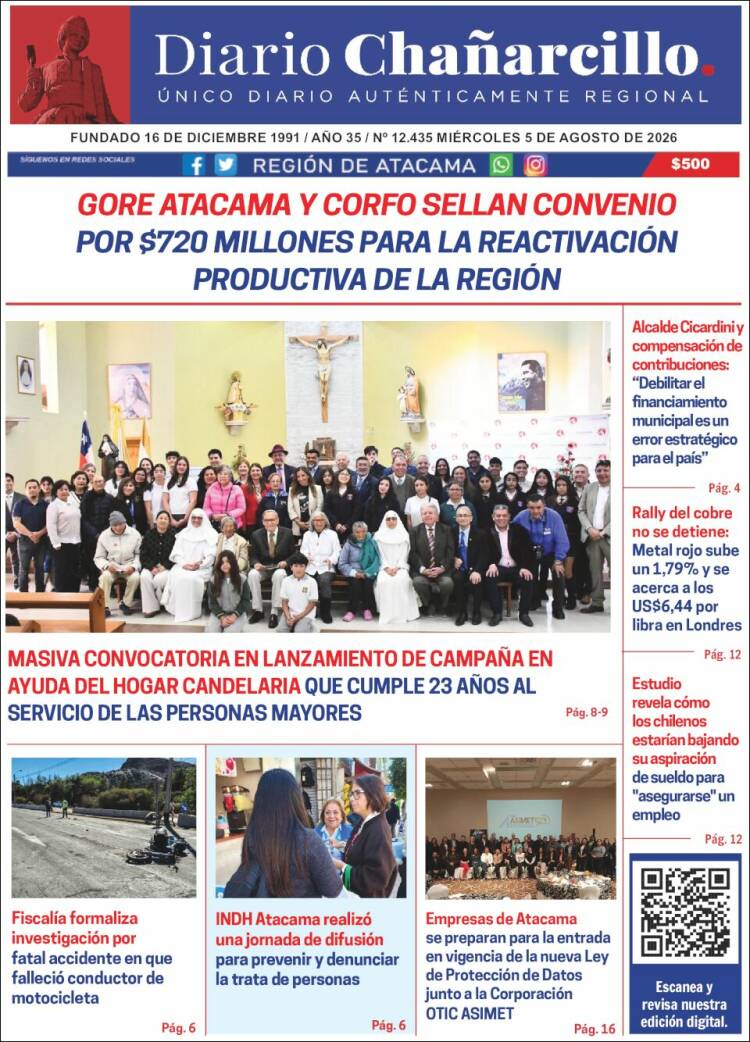 Portada de Diario Chañarcillo (Chile)