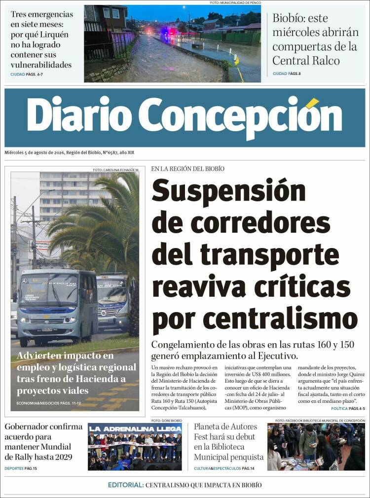 Portada de Diario de Concepción (Chile)