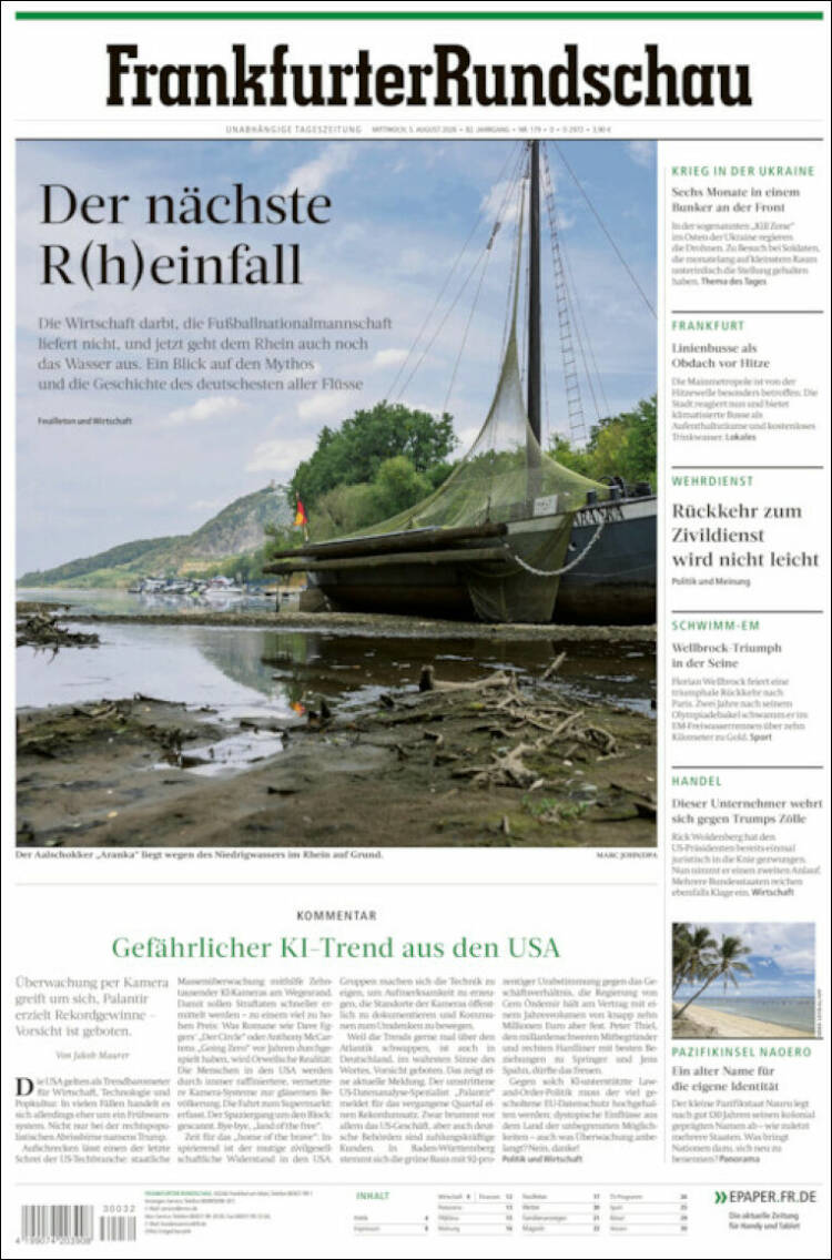 Portada de Frankfurter Rundschau (Alemania)