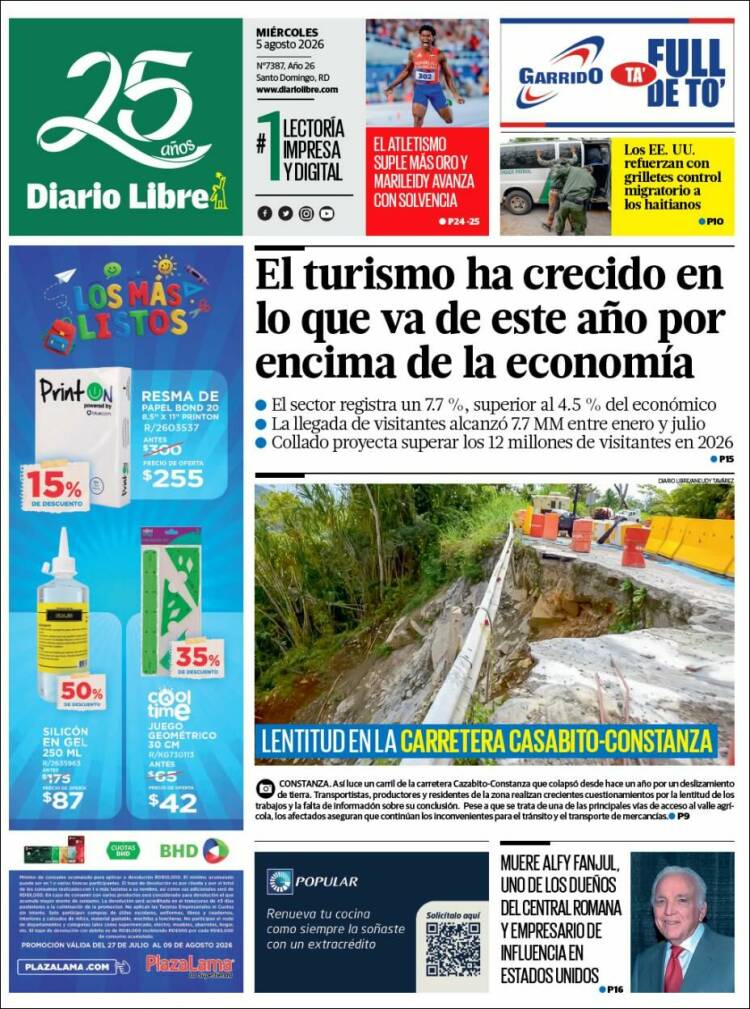 Portada de Diario Libre (R. Dominicana)