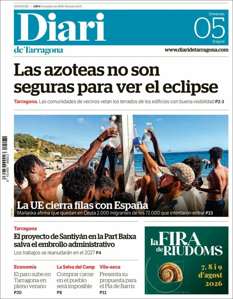 Portada de Diari de Tarragona (Espa&ntilde;a)