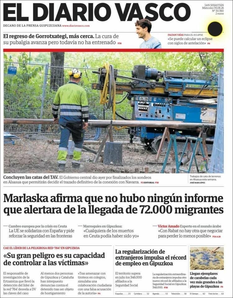Portada de Diario Vasco (Espa&ntilde;a)