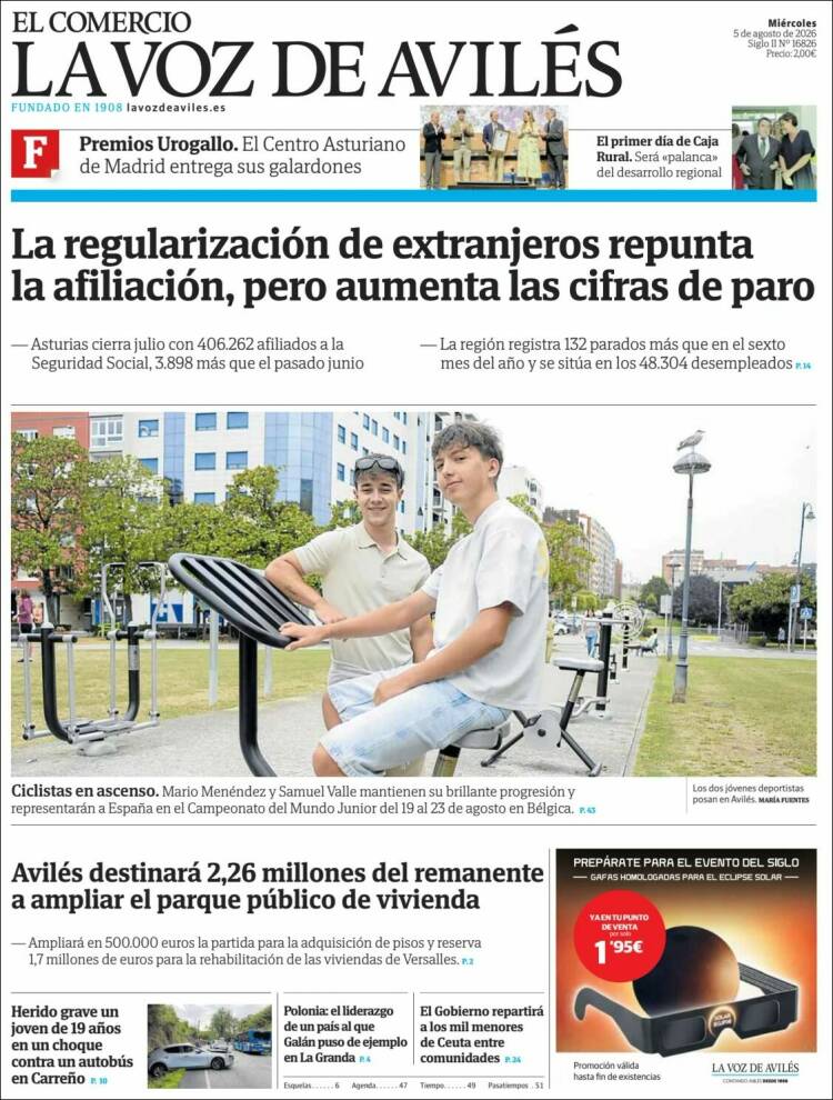 Portada de El Comercio - Avilés (Espa&ntilde;a)