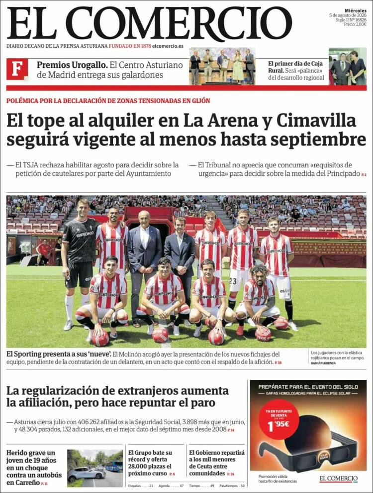 Portada de El Comercio - Gijón (Espa&ntilde;a)