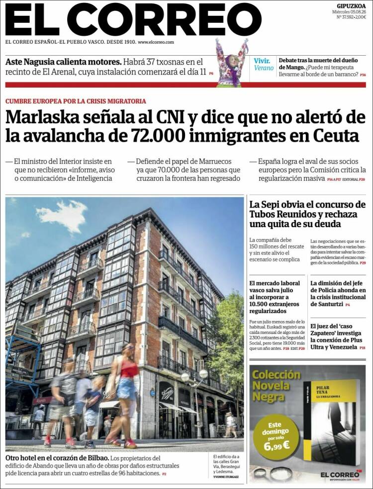 Portada de El Correo - Guipuzcoa (Espa&ntilde;a)