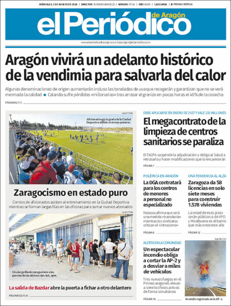 Portada de El Periódico de Aragón (Espa&ntilde;a)
