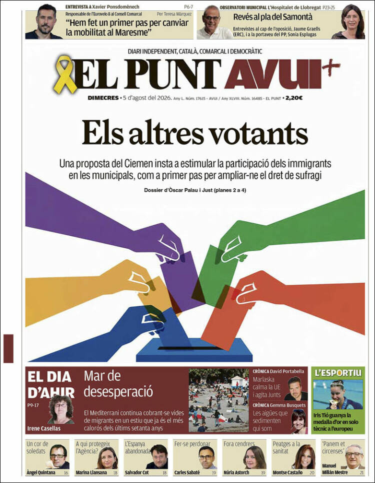 Portada de El Punt Avui (Espa&ntilde;a)