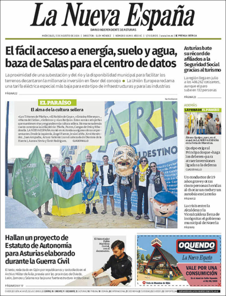 Portada de La Nueva España (Espa&ntilde;a)