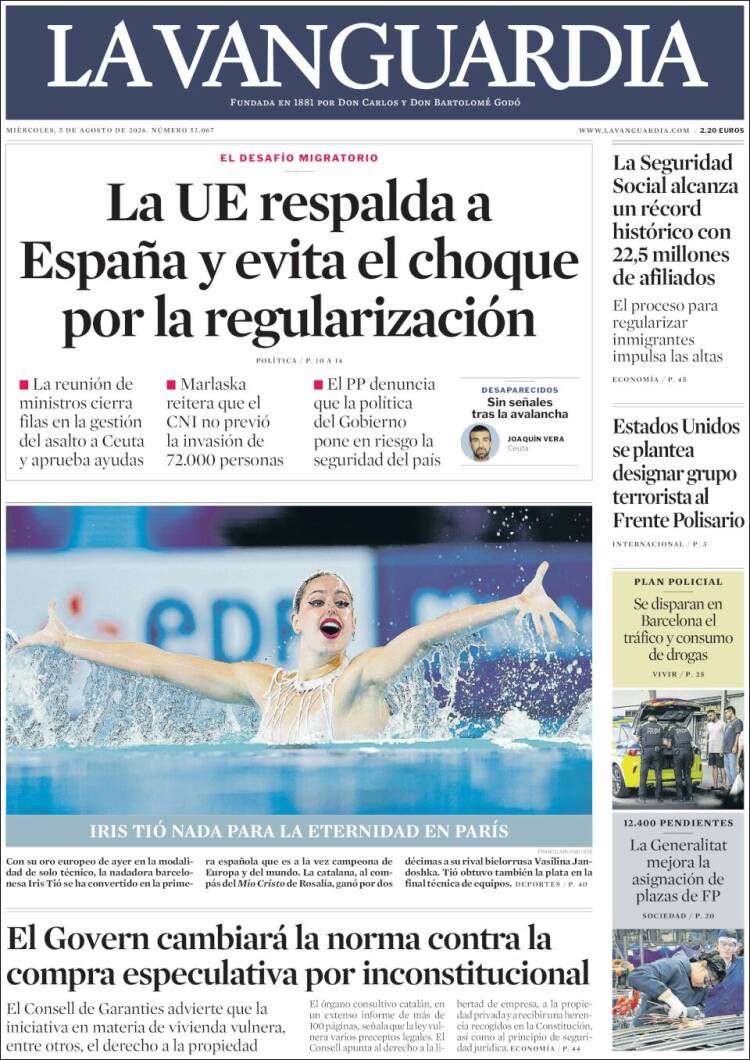 Portada de La Vanguardia (Espa&ntilde;a)