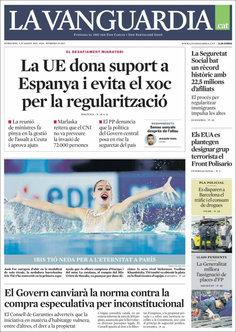 Portada de La Vanguardia (Espa&ntilde;a)