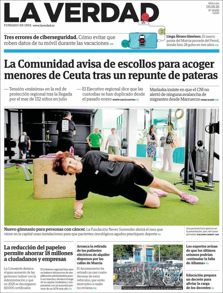 Portada de La Verdad de Murcia (Espa&ntilde;a)