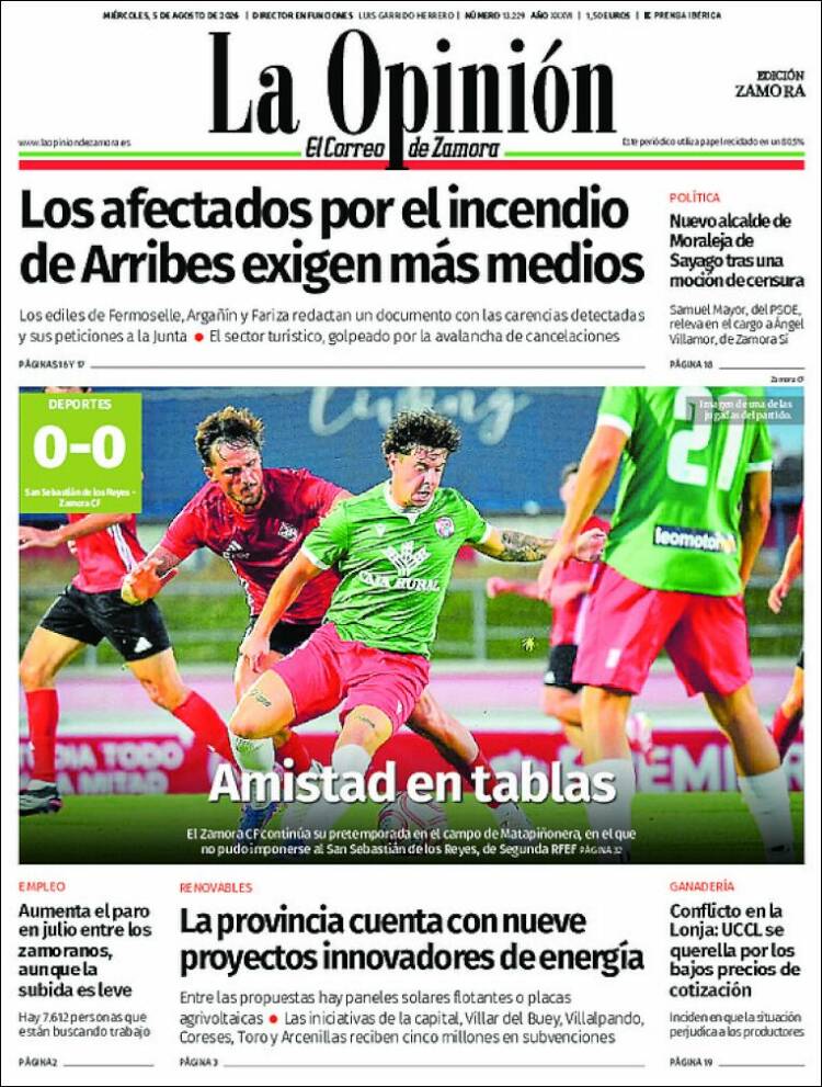 Portada de La Opinión - El Correo de Zamora (Espa&ntilde;a)
