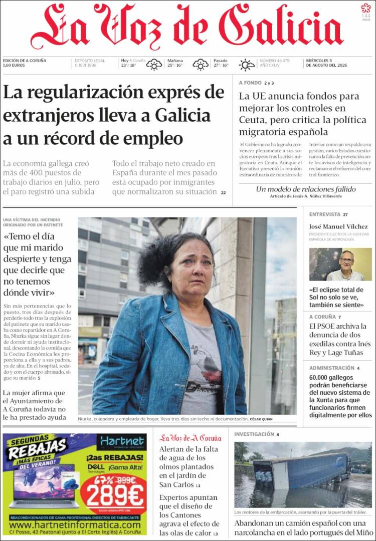 Portada de La Voz de Galicia (Espa&ntilde;a)