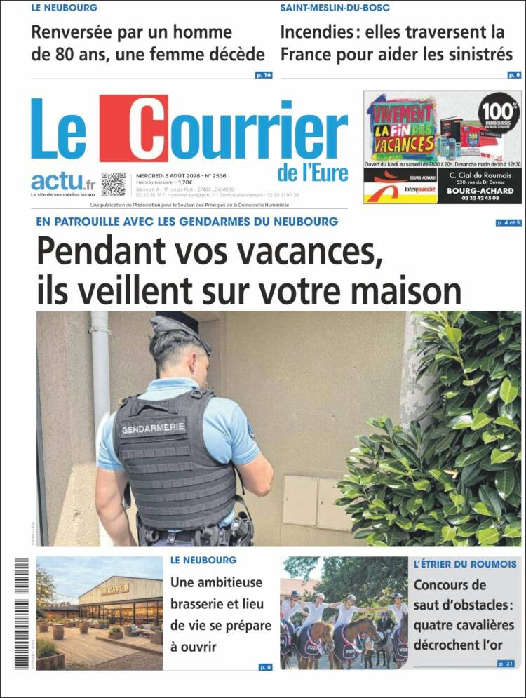 Portada de Le Courrier de l'Ouest (Francia)