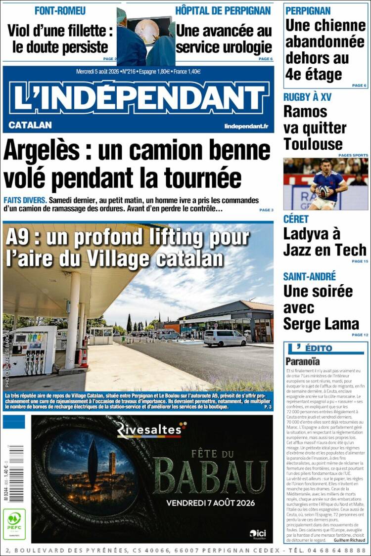 Portada de Le Indépendant (Francia)