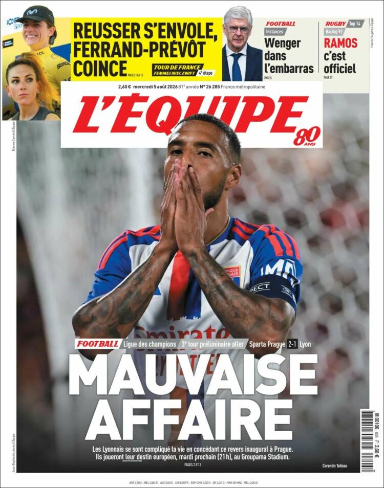 Portada de L'Equipe (Francia)