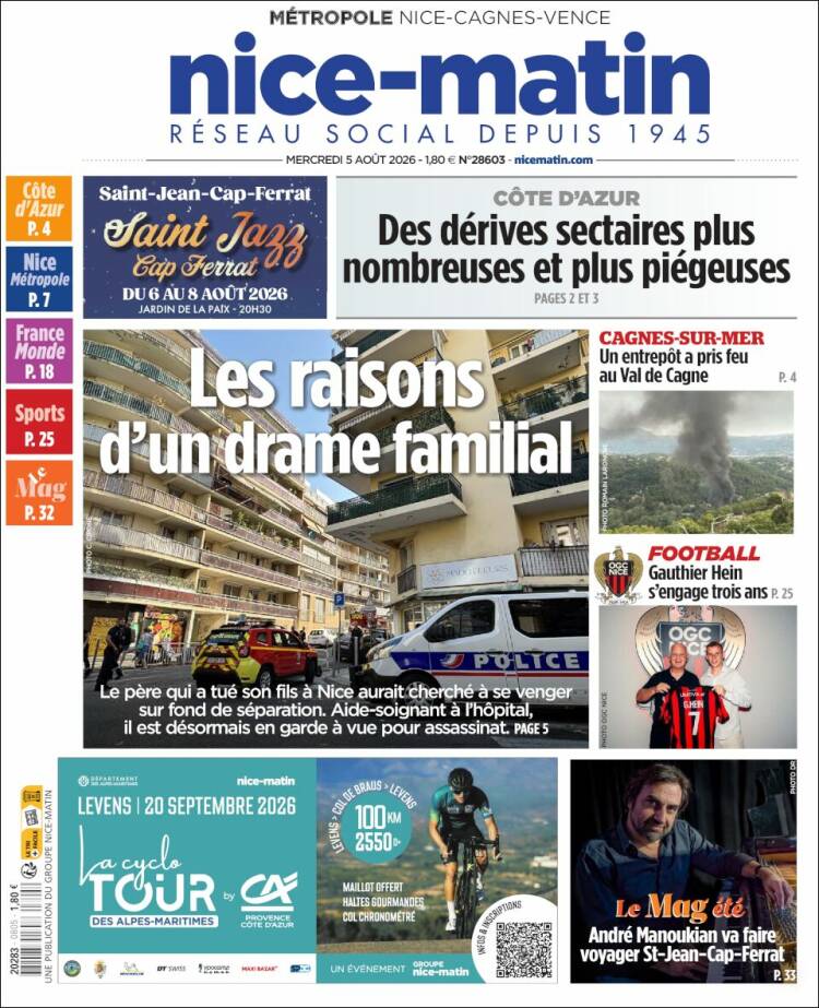 Portada de Nice-Matin (Francia)