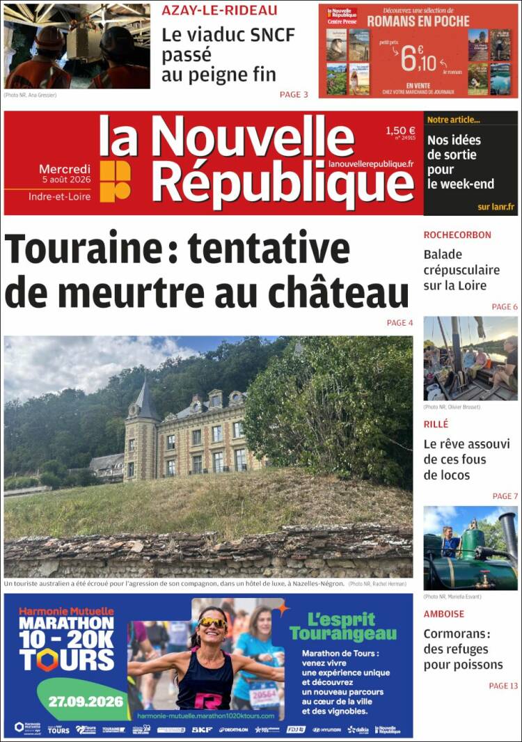 Portada de La Nouvelle Republique (Francia)