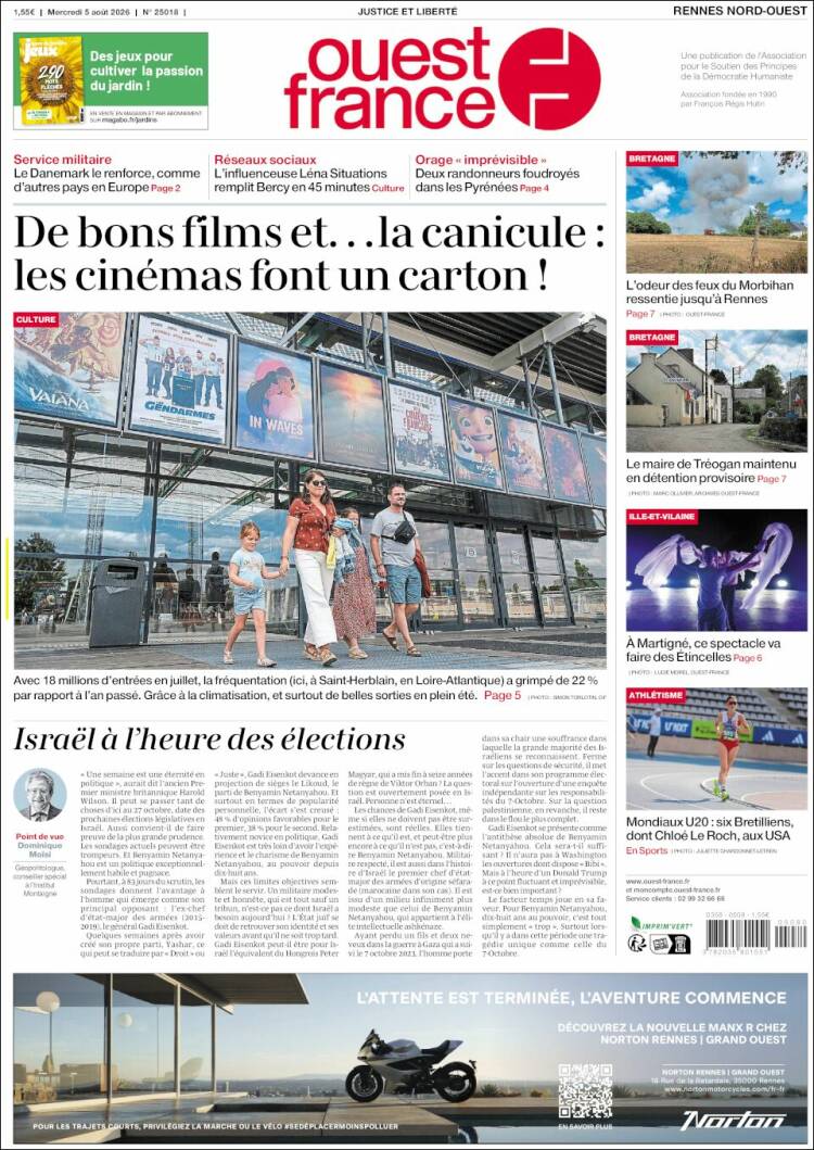 Portada de Ouest France (Francia)