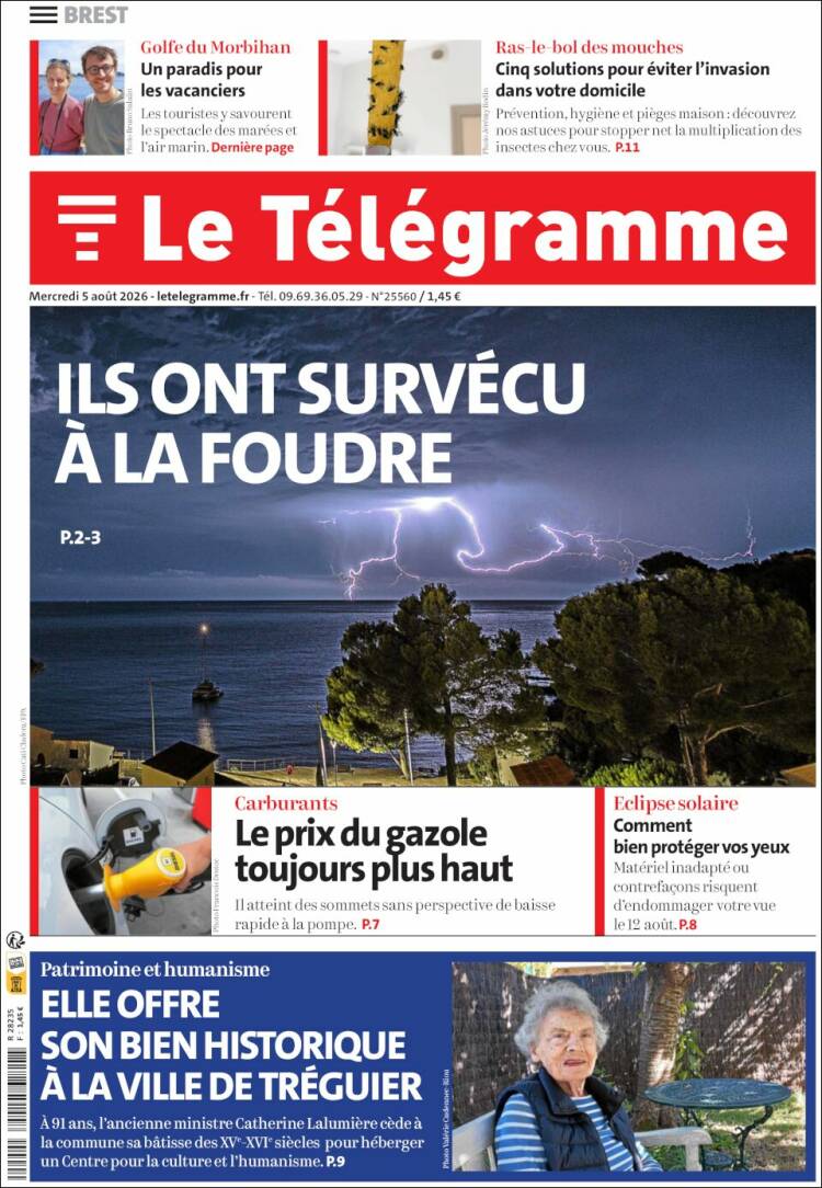 Portada de Télégramme (Francia)