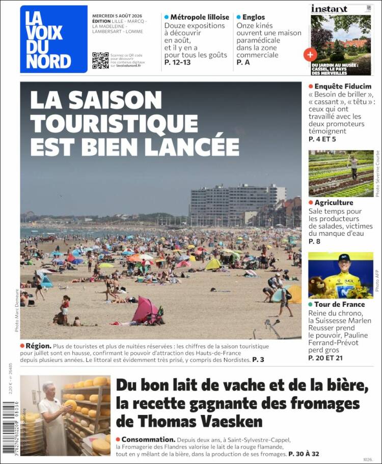 Portada de La Voix du Nord (Francia)