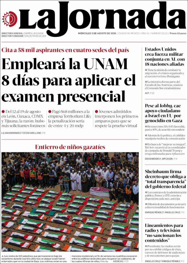 Portada de La Jornada (M&eacute;xico)