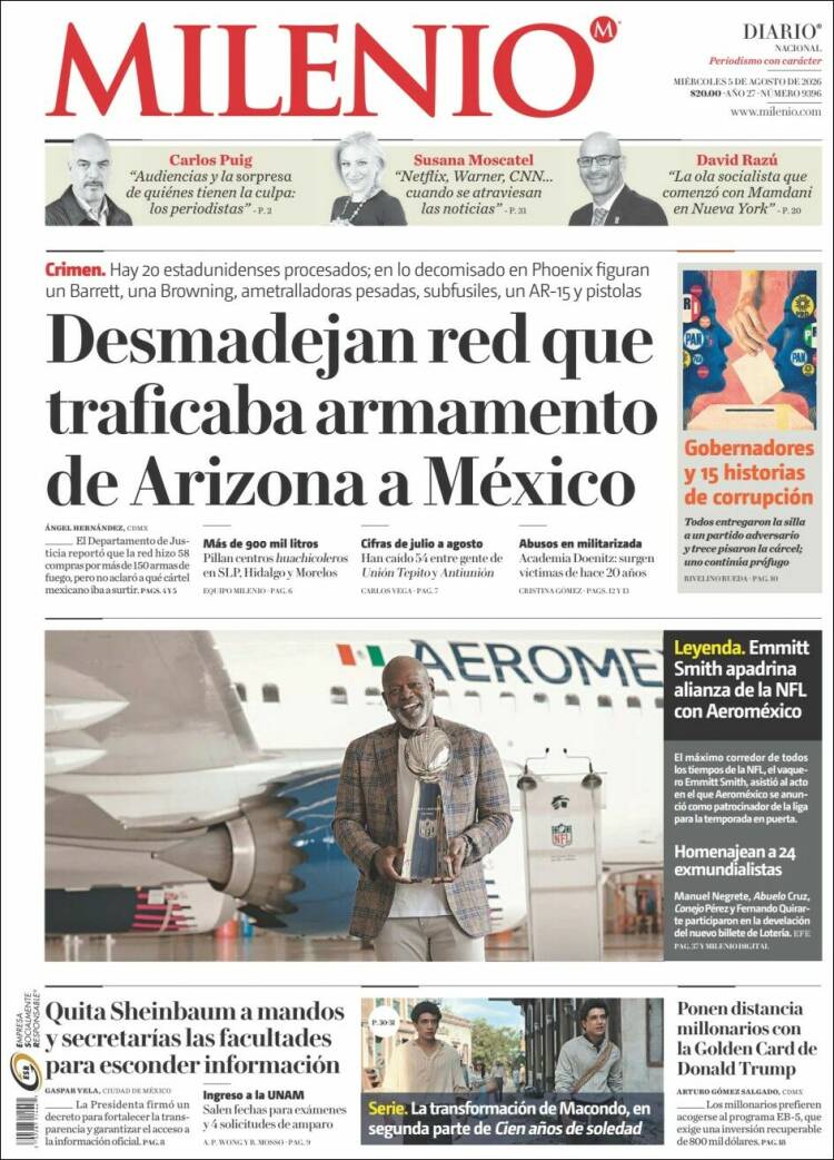 Portada de Milenio (M&eacute;xico)