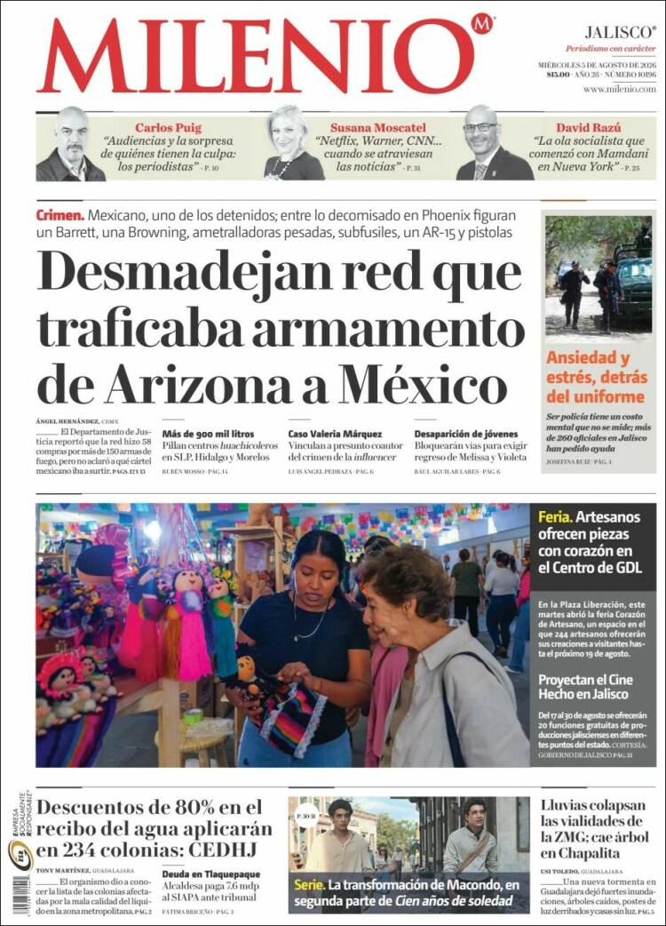 Portada de Milenio - Jalisco (M&eacute;xico)