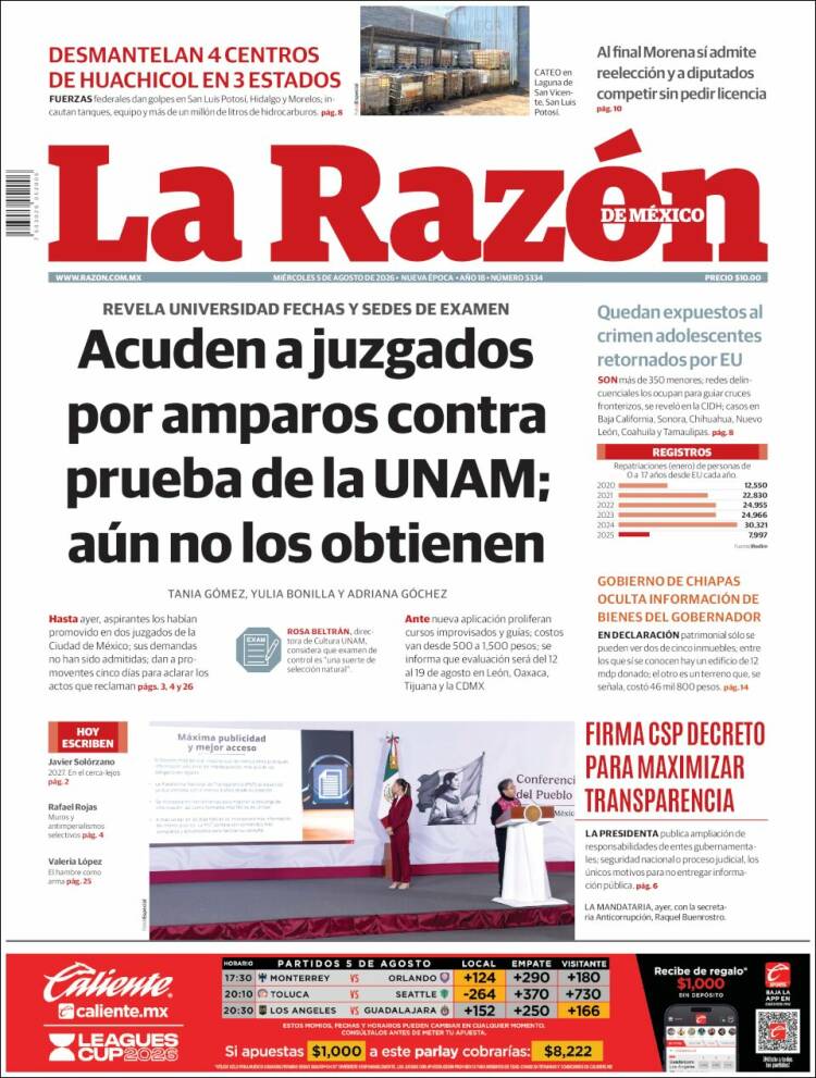 Portada de La Razón (M&eacute;xico)