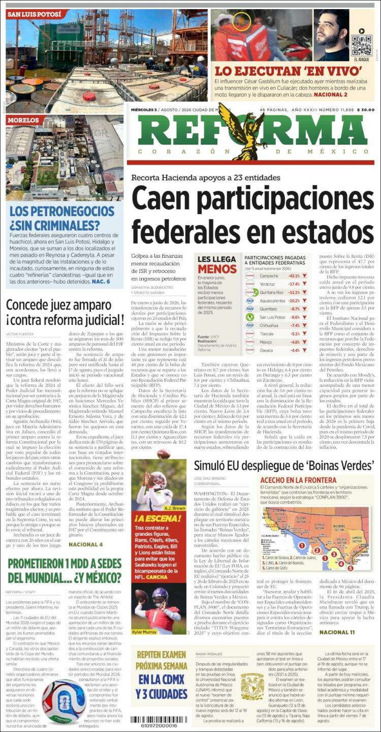 Portada de Reforma (M&eacute;xico)