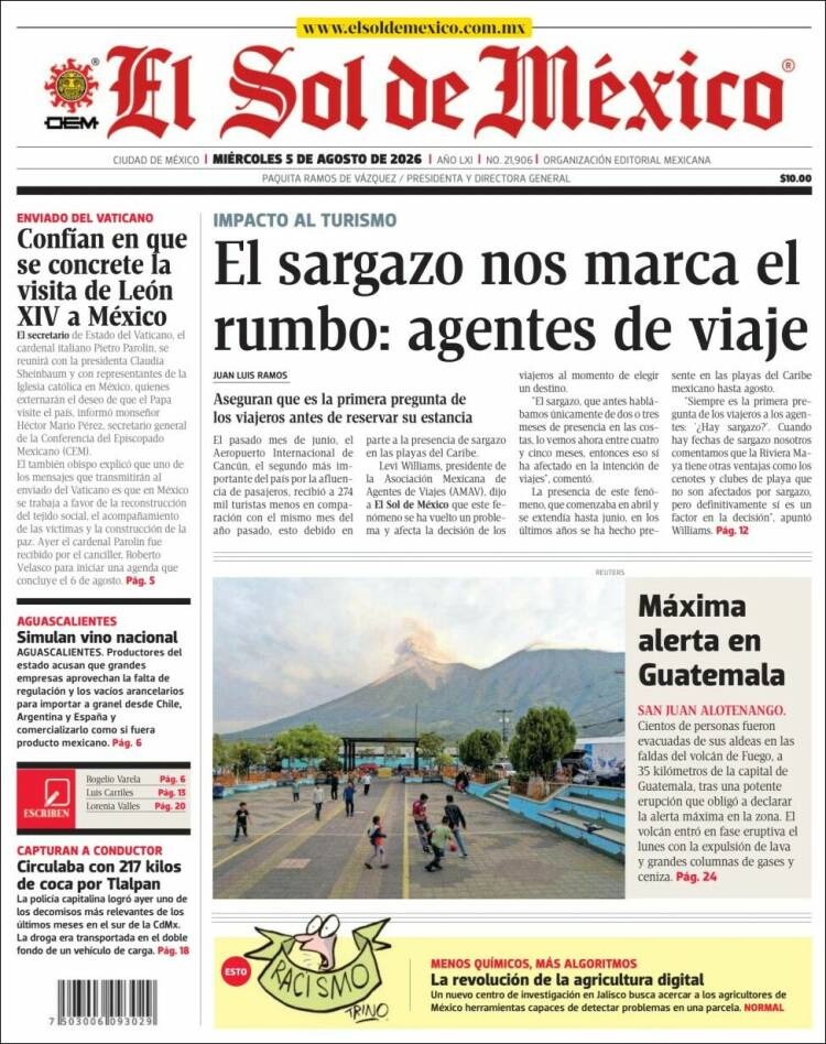 Portada de El Sol de México (M&eacute;xico)
