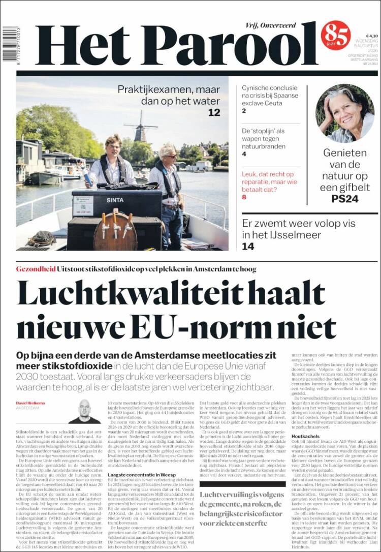 Portada de Het Parool (Pa&iacute;ses Bajos)