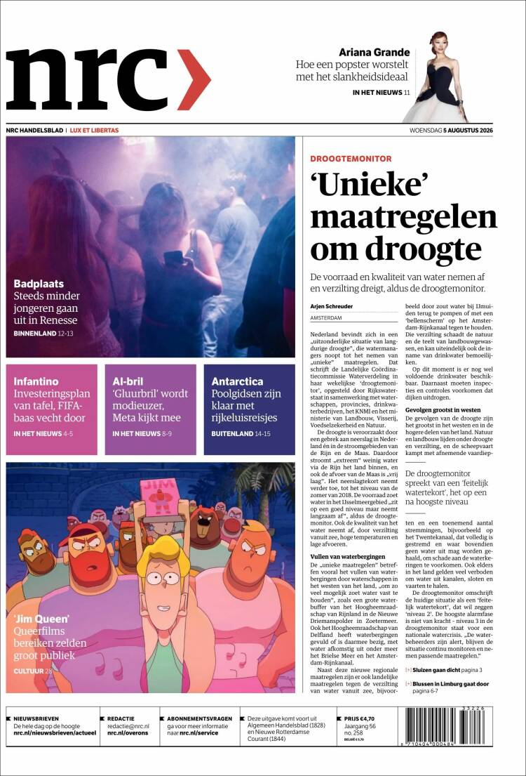 Portada de NRC Handelsblad (Pa&iacute;ses Bajos)
