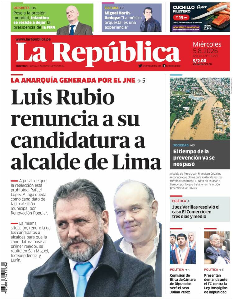 Portada de La Republica (Per&uacute;)
