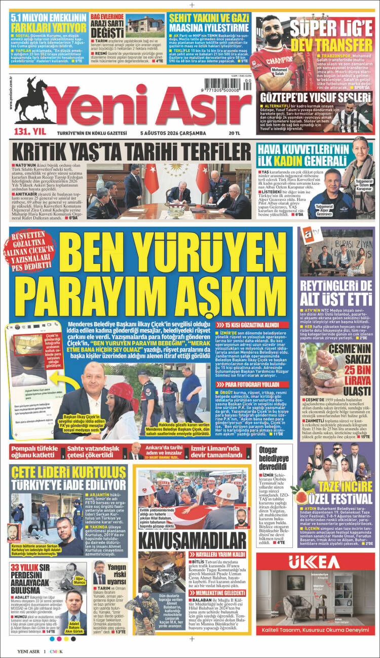 Portada de Yeni Asır (Turqu&iacute;a)