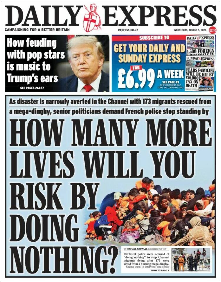Portada de Daily Express (Reino Unido)