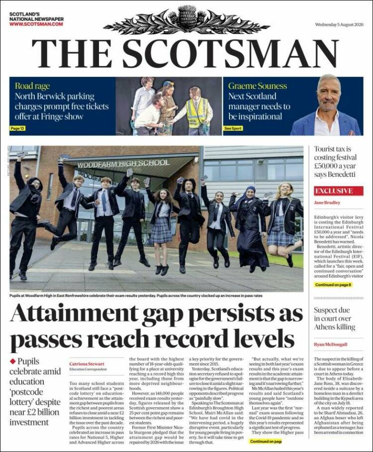Portada de The Scotsman (Reino Unido)