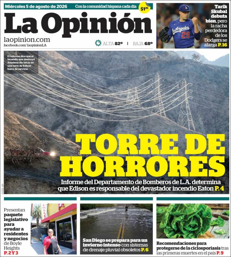 Portada de La Opinión (USA)