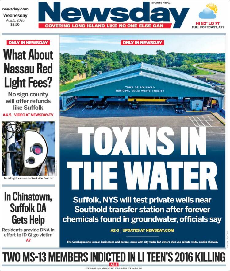 Portada de Newsday (USA)