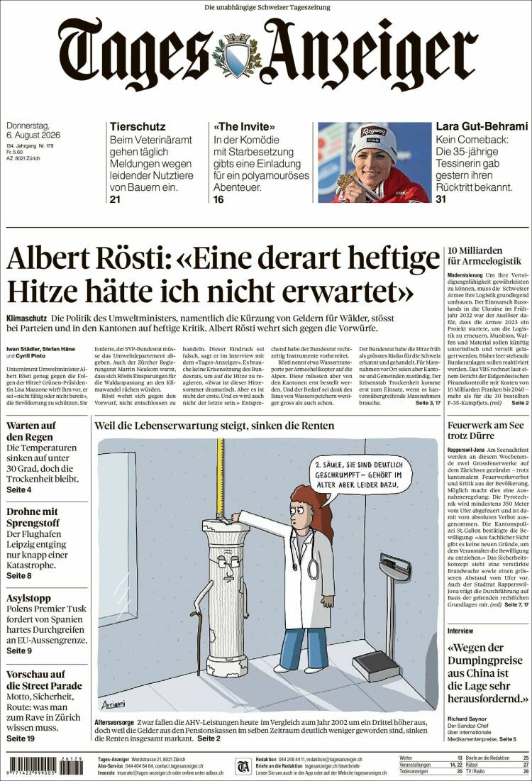 Portada de Tages-Anzeiger (Switzerland)