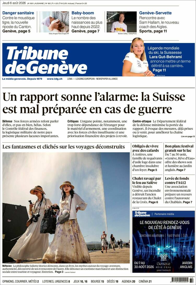 Portada de La Tribune de Genève (Switzerland)