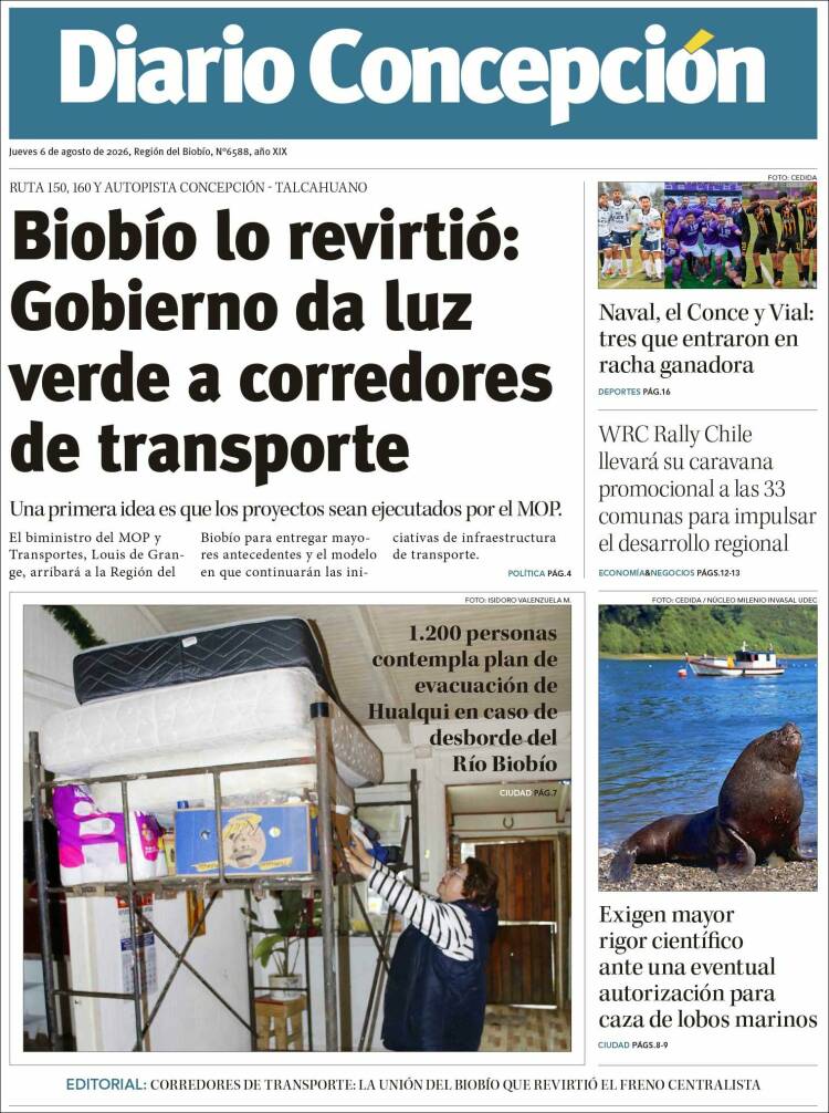 Portada de Diario de Concepción (Chili)