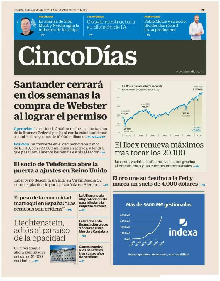 Portada de Cinco Días (Spain)