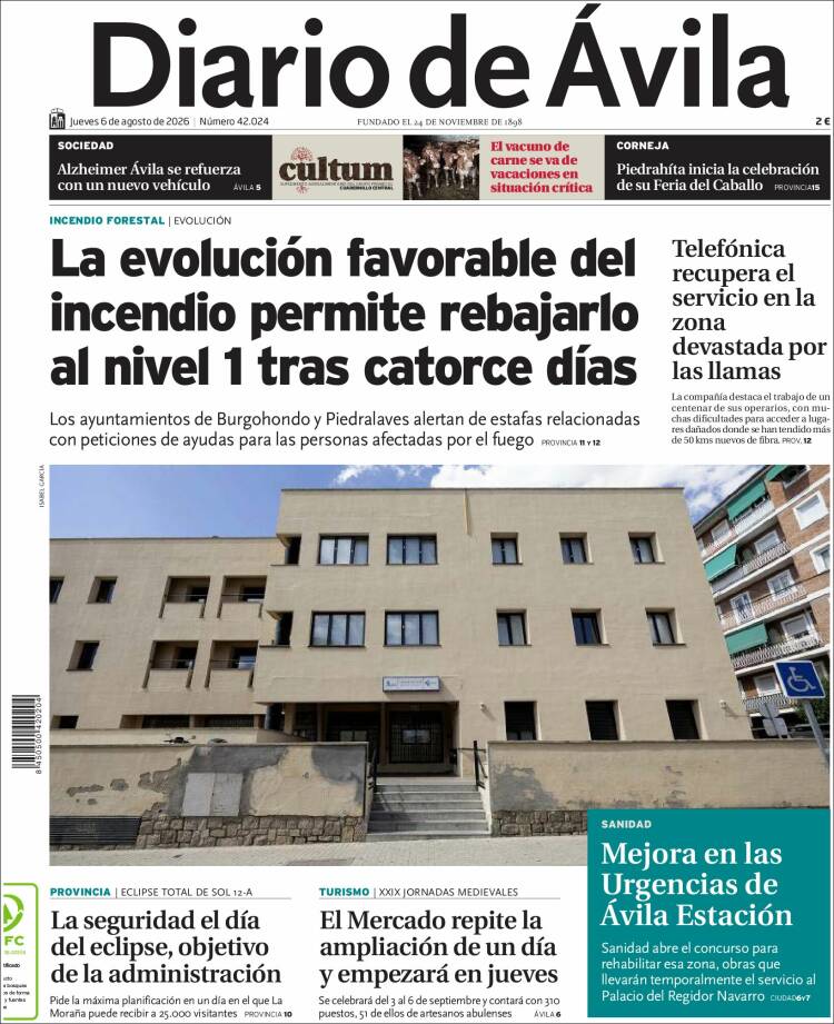 Portada de Diario de Ávila (Spain)