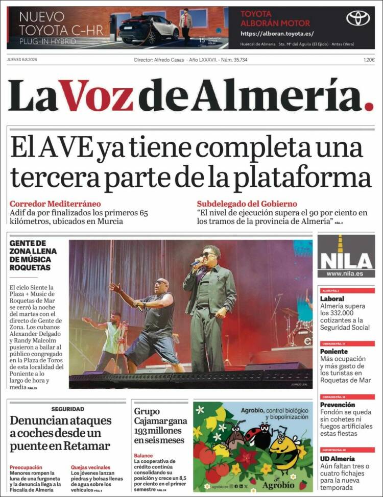 Portada de La Voz de Almería (Espagne)